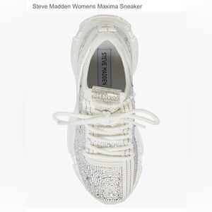 Steve Madden White Crystal Embellished Maxima Sneaker